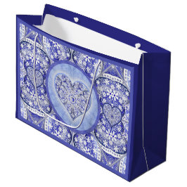 Sacola Para Presentes Grande rendas cerâmicas Azul de Grécia