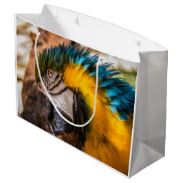 Sacola Para Presentes Grande Retrato de arara azul e amarela