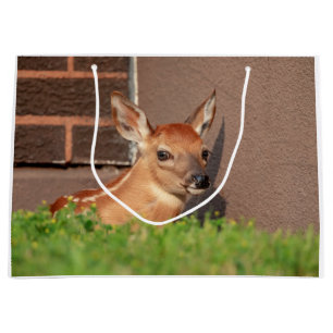 Sacola Para Presentes Grande Retrato de uma Fawn (veado branco)