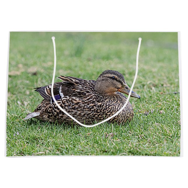 Sacola Para Presentes Grande Retrato de uma fêmea-homem-grande (Frente)