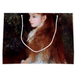 Sacola Para Presentes Grande Retrato de uma garota com fita azul, Renoir