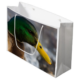 Sacola Para Presentes Grande Retrato masculino do pato selvagem