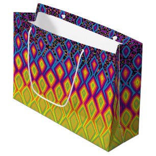 Sacola Para Presentes Grande Retro 90s Vibrant Neon Color Abstrato Play