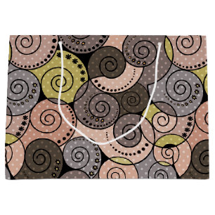 Sacola Para Presentes Grande Retro, abstrato, espirais
