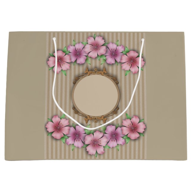 Sacola Para Presentes Grande Retro, floral (Frente)