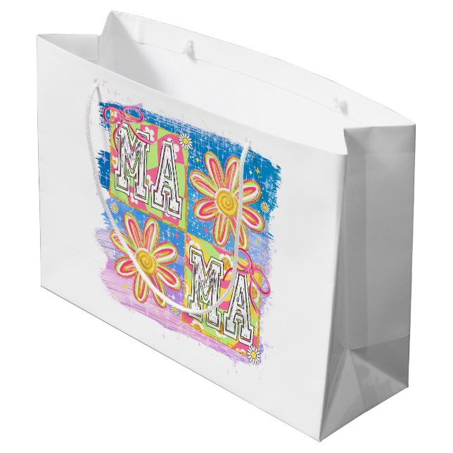 Sacola Para Presentes Grande Retro Mãe Mãe  (Verso inclinado)