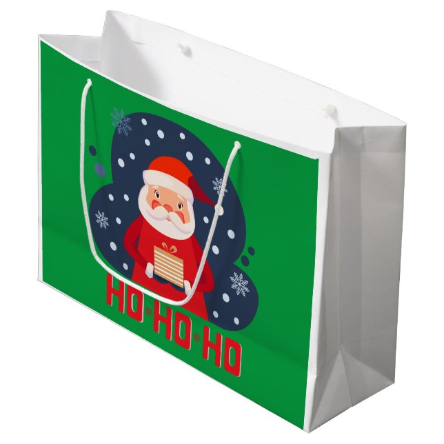 Sacola Para Presentes Grande Retro moderno Ho Ho Papais noeis bonitos de Natal  (Frente inclinada)