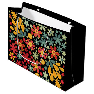 Sacola Para Presentes Grande Retro. Motivos florais 2