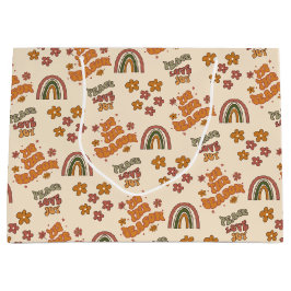 Sacola Para Presentes Grande Retro Rainbow Flower Christmas