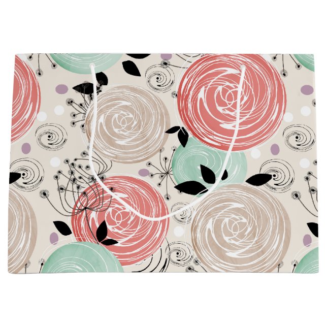 Sacola Para Presentes Grande Retro, rosas (Frente)