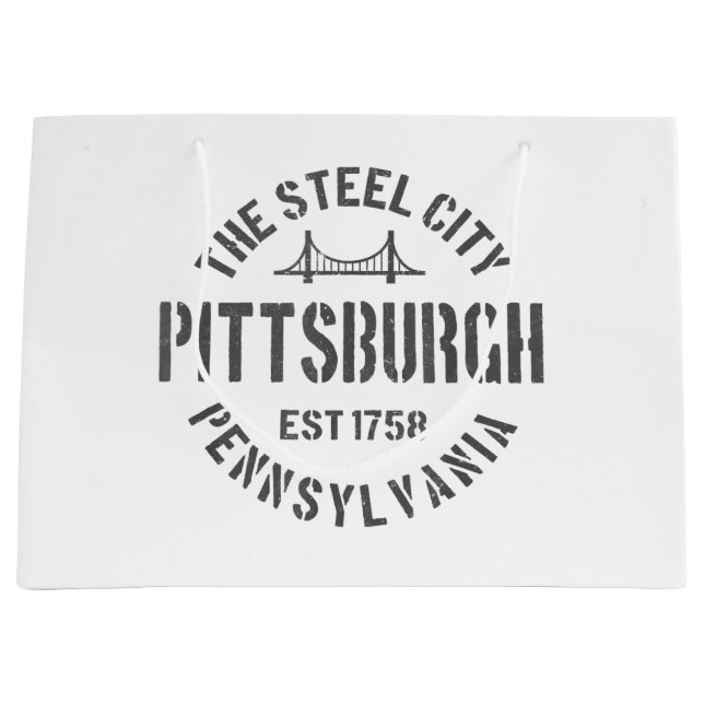 Sacola Para Presentes Grande Retro Steel City Pittsburgh Pensilvânia Yinz (Frente)