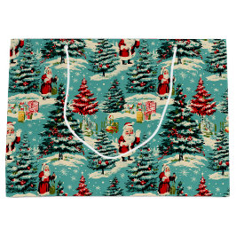 Sacola Para Presentes Grande Retro Terra de Maravilhas do Papai Noel