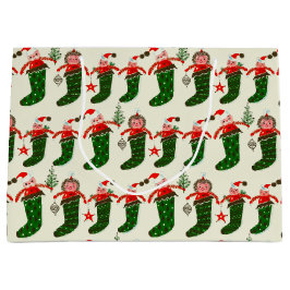 Sacola Para Presentes Grande Retro Treasures Christmas Stockings