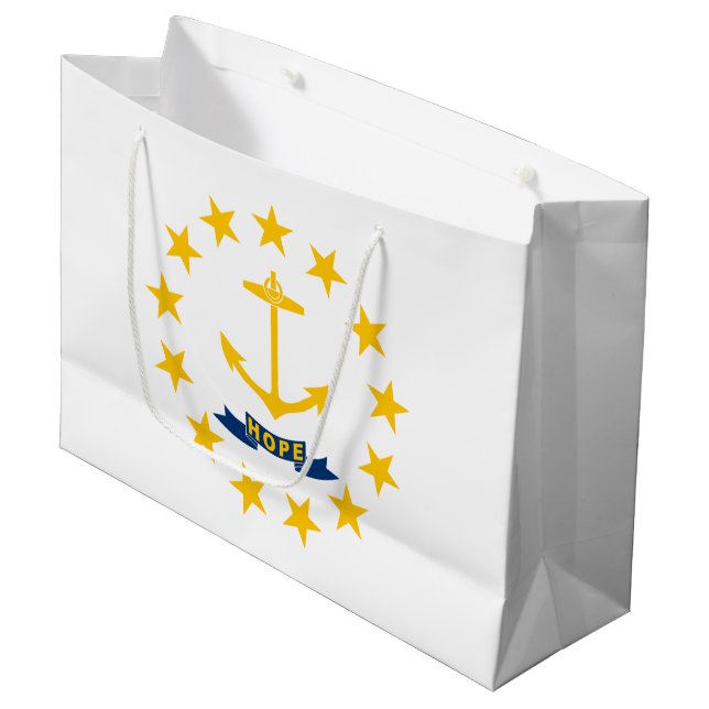 Sacola Para Presentes Grande Rhode Island State Flag (Frente inclinada)