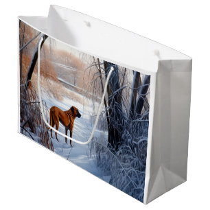 Sacola Para Presentes Grande Ridgeback da Rodésia Deixou nevar o Natal