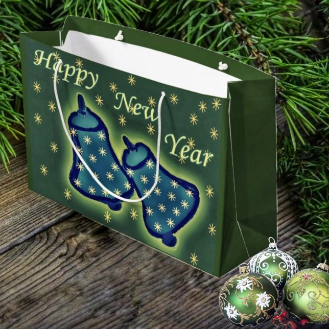 Sacola Para Presentes Grande Ringing In The Year  (This unusual-looking gift bag, has a Victorian look, to its design!)