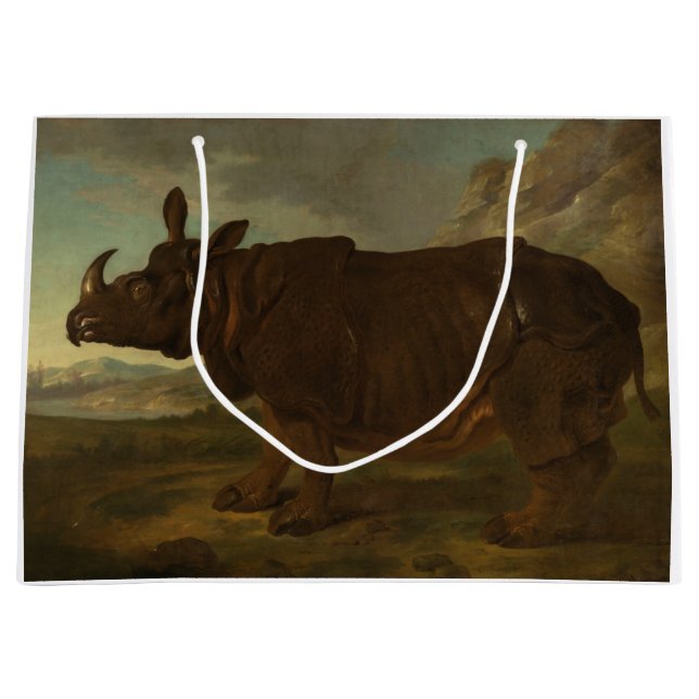 Sacola Para Presentes Grande Rinocerontes (Rhino) (Wild Animal) (por J.B. Oudry (Frente)