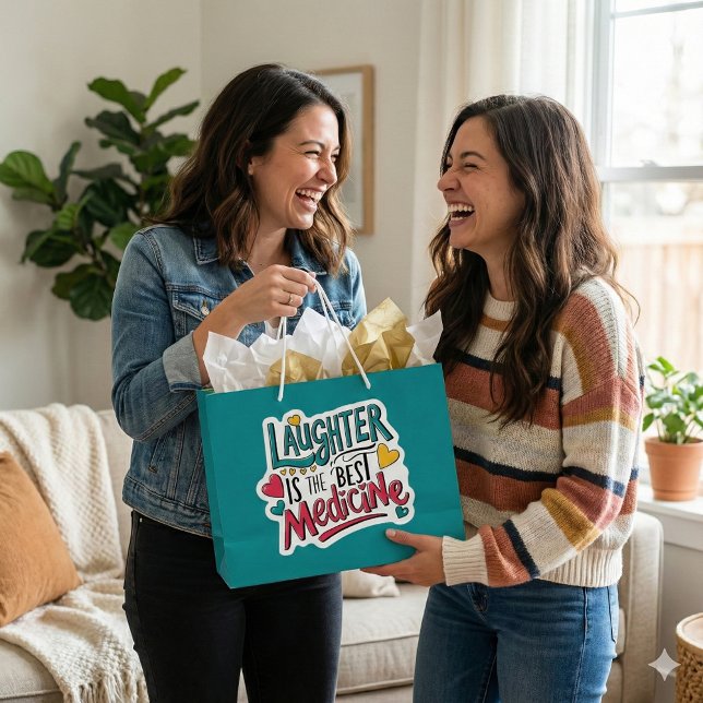 Sacola Para Presentes Grande Rir É O Melhor Saco De Presente De Medicina (Spread cheer with this, "Laughter is the best medicine" gift bag! )