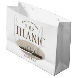 Sacola Para Presentes Grande RMS Titanic Ghost Ship Sepia Large Gift Bag White