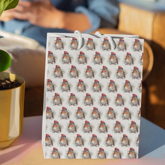 Sacola Para Presentes Grande Robin Winter Delight (Criador carregado)