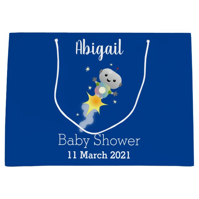 Sacola Para Presentes Grande Robô bonito voando em ilustração de desenho animad (Frente)