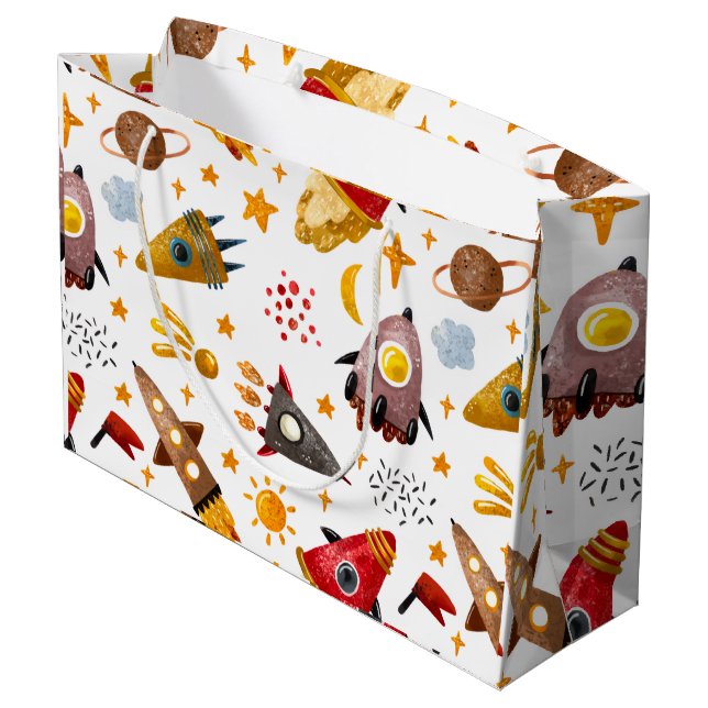 Sacola Para Presentes Grande Rockets & Meteors Pattern Gift Bag (Verso inclinado)