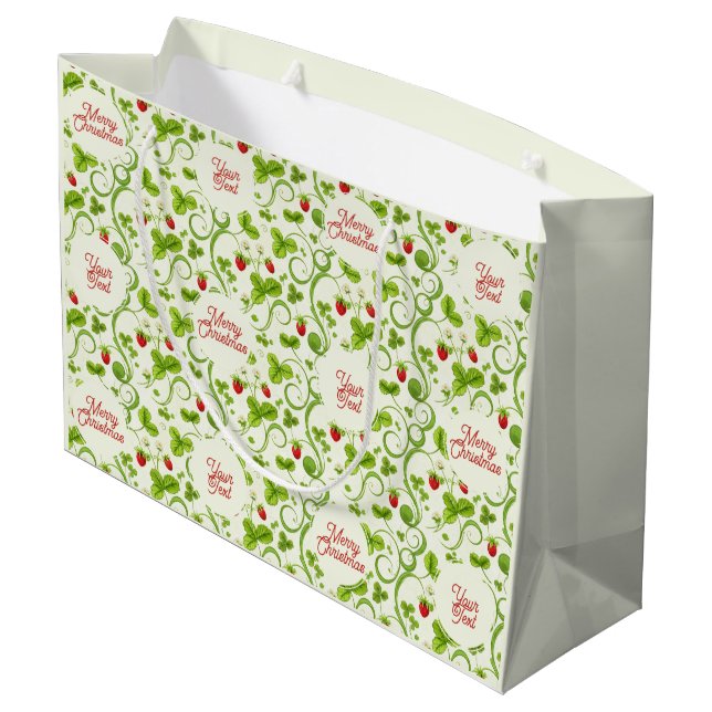 Sacola Para Presentes Grande Rococo Revival Wild Strawberry & Clover Custom (Verso inclinado)