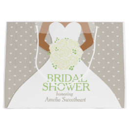 Sacola Para Presentes Grande Rodas brancas de chá de panela branco de casamento