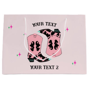 Sacola Para Presentes Grande Rodeio de Boots, Moça Rosa