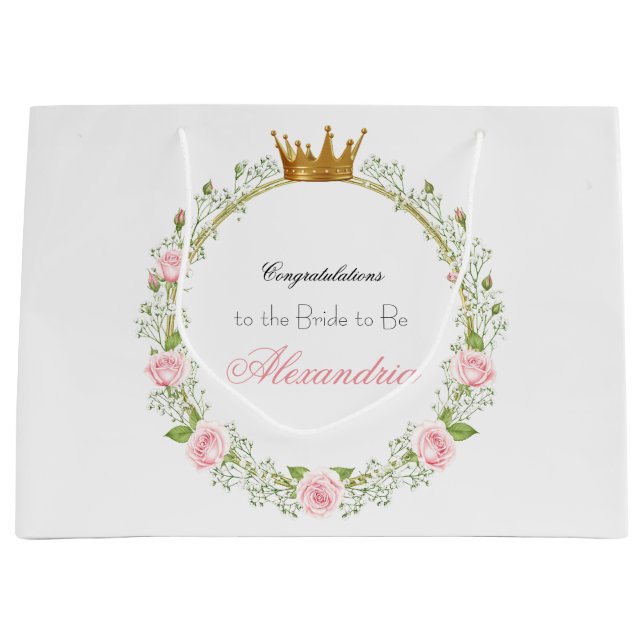 Sacola Para Presentes Grande Romance Enrubescido Personalizado: Rosas e Respira (Frente)