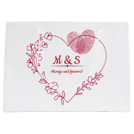 Sacola Para Presentes Grande Romantic Fingerprint Heart Gift Bag