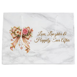 Sacola Para Presentes Grande Romantic Floral Ribbon Tote Bag