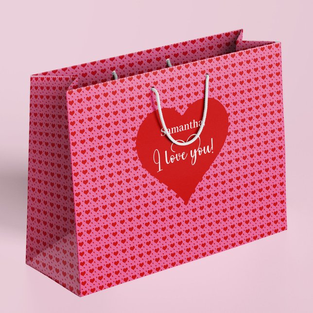 Sacola Para Presentes Grande Romantic I Love You Heart Design Personalized Bag (Romantic I Love You Heart Design Personalized Bag)