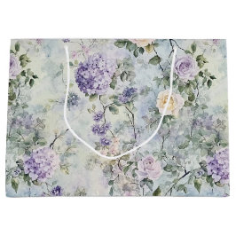 Sacola Para Presentes Grande Romântico Creme de Lavanda Roxa Casamento Floral