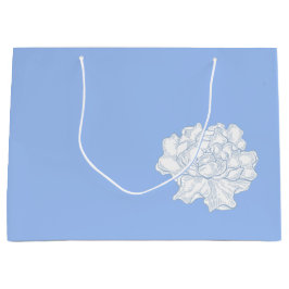 Sacola Para Presentes Grande Romântico Flor azul vintage elegante