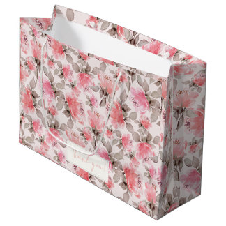 Sacola Para Presentes Grande Romântico - papel de tecido de cor d'água do rosa 
