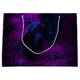 Sacola Para Presentes Grande Rosa azul preto assustador, aranhas pretas, roxo, 