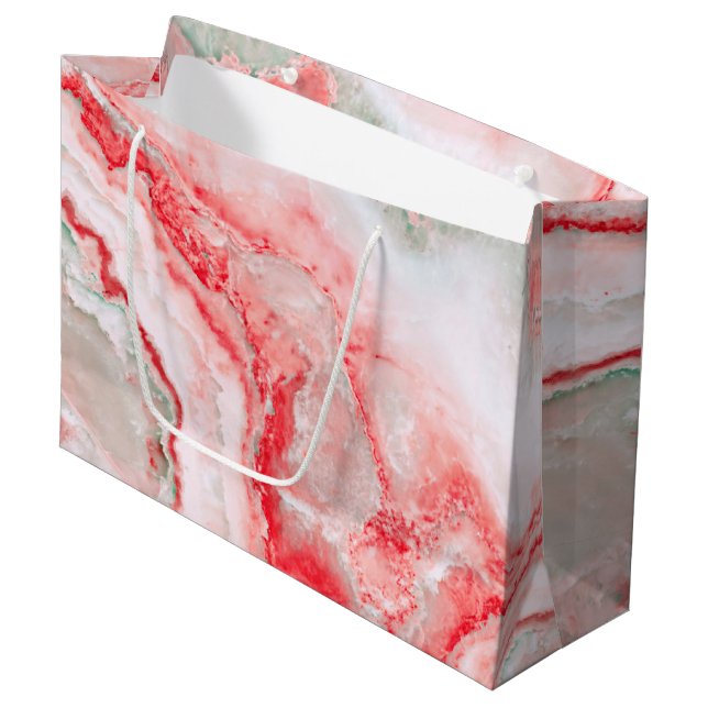 Sacola Para Presentes Grande Rosa Blush Luxury Gemstone Agate Marble (Frente inclinada)