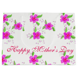 Sacola Para Presentes Grande Rosa Brilhante Flor