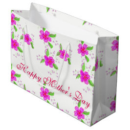 Sacola Para Presentes Grande Rosa Brilhante Flor