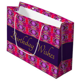 Sacola Para Presentes Grande Rosa de ameixa e Dourada