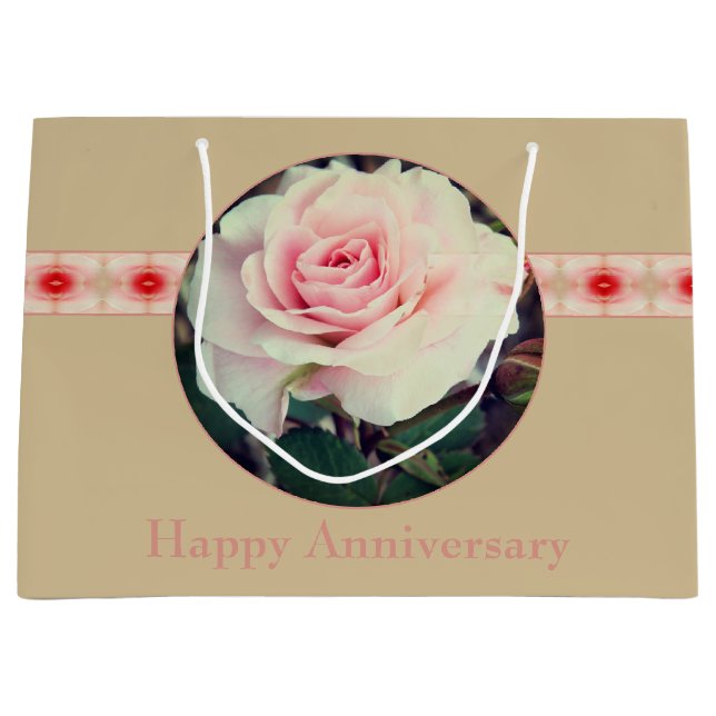 Sacola Para Presentes Grande Rosa de Jardim Rosa (Frente)