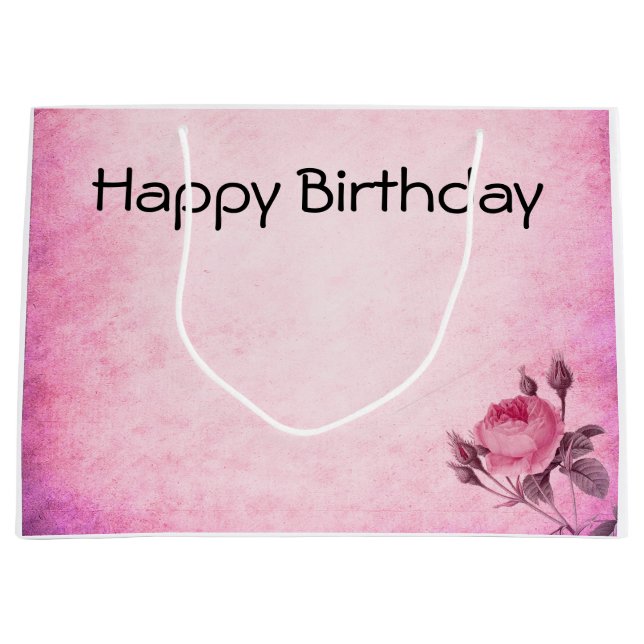 Sacola Para Presentes Grande Rosa dia de os namorados (Frente)