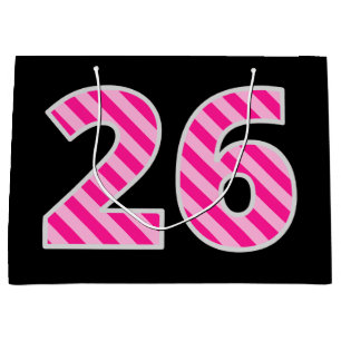 Sacola Para Presentes Grande Rosa Divertido - Riscado "26"; Feliz 26.º Aniversá