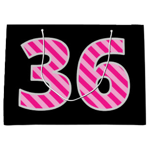 Sacola Para Presentes Grande Rosa Divertido Riscado "36"; Feliz 36.º Aniversári