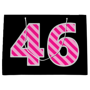 Sacola Para Presentes Grande Rosa Divertido Riscado "46"; Feliz 46.º Aniversári