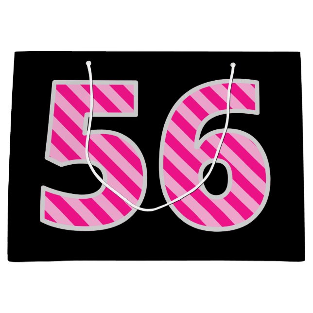 Sacola Para Presentes Grande Rosa Divertido Riscado "56"; Feliz 56.º Aniversári (Frente)