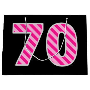 Sacola Para Presentes Grande Rosa Divertido Riscado "70"; Feliz Aniversário de