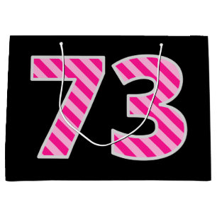 Sacola Para Presentes Grande Rosa Divertido - Riscado "73"; Feliz 73.º Aniversá