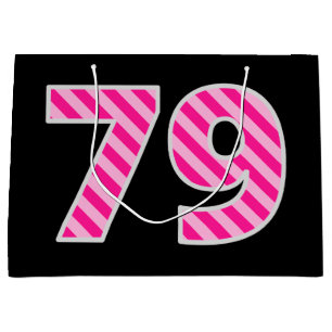 Sacola Para Presentes Grande Rosa Divertido Riscado "79"; Feliz 79.º Aniversári